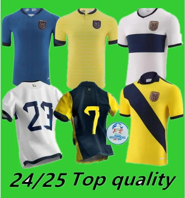 2024 25 Equador Copa camisa de futebol home ywllow away biue Pervis Estupinan Gonzalo IBARRA HINCAPIE Plata Michael Estrada camisas de futebol Tailândia maillots de qualidade