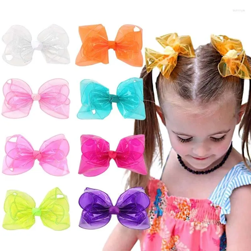 Accessoires pour cheveux Ncmama 8 pièces/ensemble pinces à nœud en gelée PVC pour enfants filles solide étanche nœud papillon épingle à cheveux natation pinces à cheveux enfants chapeaux