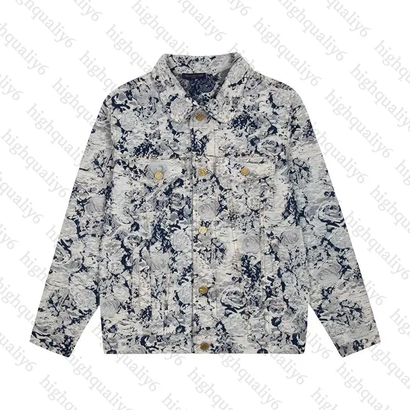 Europeisk och amerikansk stil Autumn/Winter Letter Floral Patchwork Denim Jacket, LL Heavyweight Fashionable Thicked Jacket, GRATIS frakt