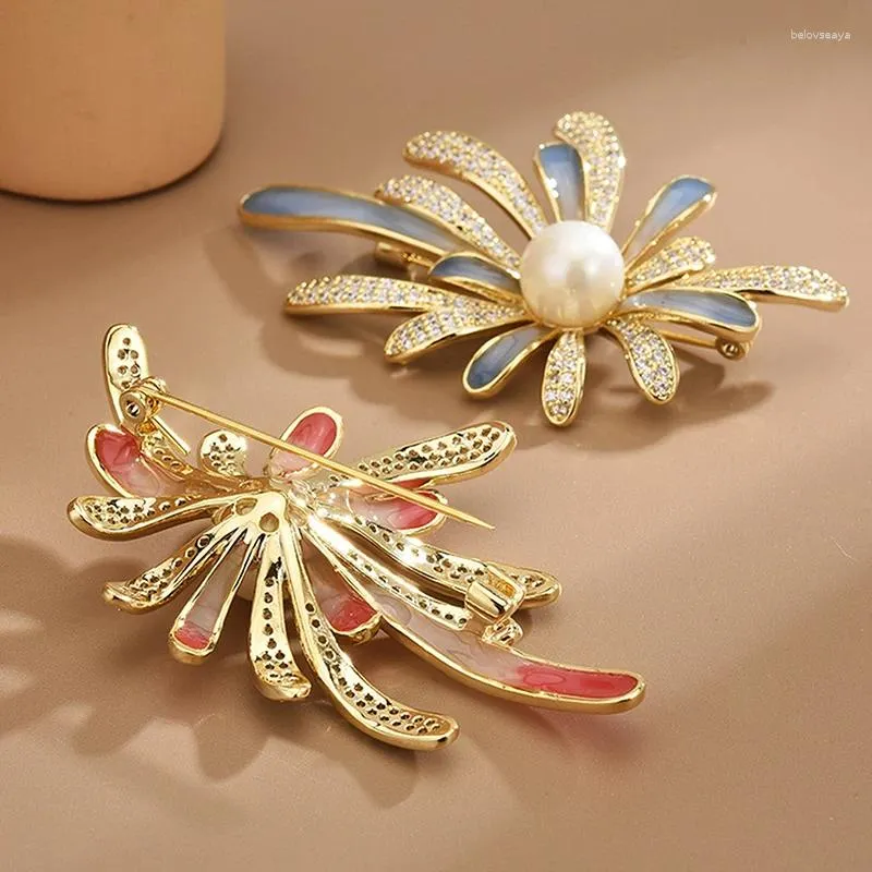 Brooches 1Pcs Fashion Painted Fireworks Pearl For Women Clothing Coat Jewelry Party Accessories Gifts