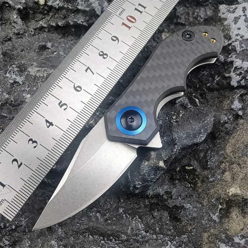 ZT 0022 Mini Folding Knife Portable Camping Pocket Knife CPM-20CV Blade CNC Carbon Fiber Handle Outdoor Defense Hunting Tools 0808 0562 BM 535 533