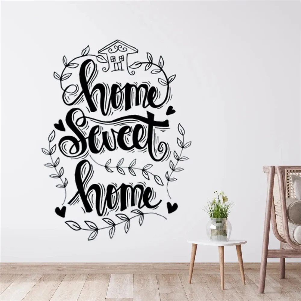 Stickers muur stickers Home Sweet Home Quotes Stickers Vinyl familietak muurschilderingen voor slaapkamer woonkamer Decor verwijderbaar behang HJ2237