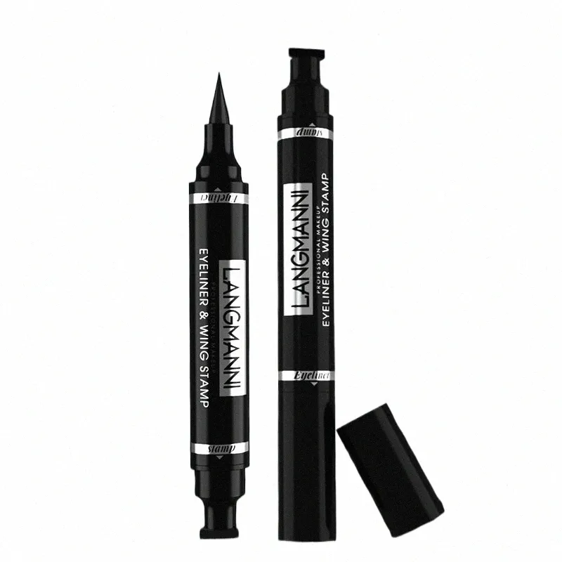 Eyeliner Pen Rapide Etanche Double Tête Noir Lg Durable Liquide Crayon De Maquillage Pour Les Yeux Style De Chat Timbre Eyeliner Maquillage Outil g4n3 #