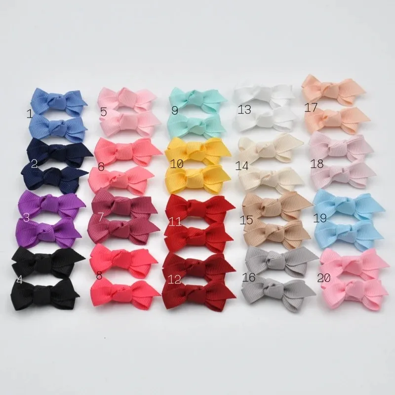 100st/Lot 1.4 -tums mini Grosgrain Ribbon Bow Hair Clips Tiny Bow Hairpins For Kids Baby Girl Hair Accessories 240321