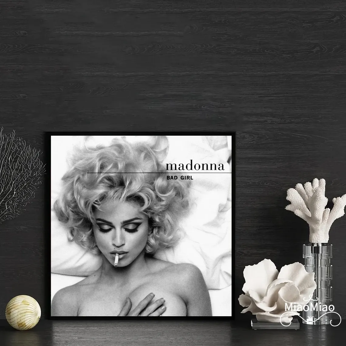 Couverture d'album de musique avec calligraphie Madonna Bad Girl Fever, affiche sur toile imprimée, décoration de maison, peinture murale (sans cadre)