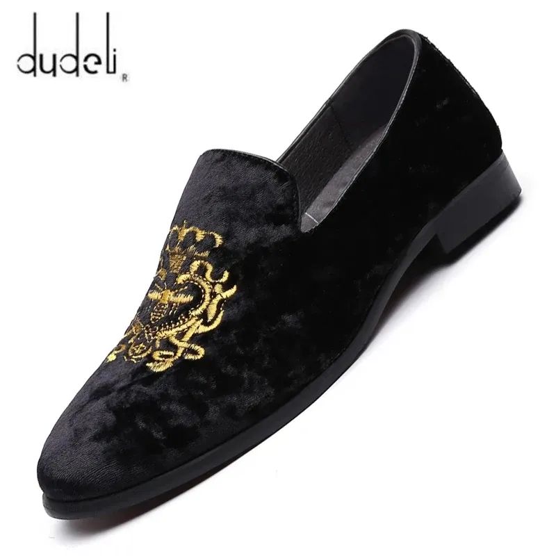 Buty zamszowe męskie miękkie mokwasy haftowane design płaski slipon formalny męski bumor boroski rozmiar 6 ~ 13 chaussure homme