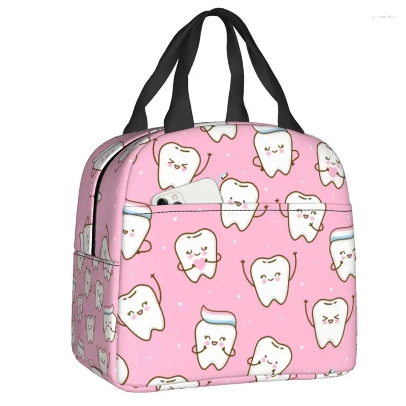 Storage Bags Dentist Cute Pattern Insulated Men Women Tooth Resuable Cooler Thermal Food Lunch Box For Kids School