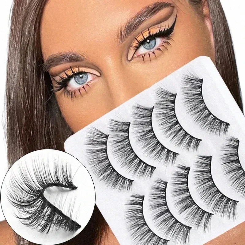 5 Pairs False Eyeles 3D Mink Les Natural Volume Fake Eyel Extensi Reusable False Eyel Makeup Tools Easy To Wear 63ma#