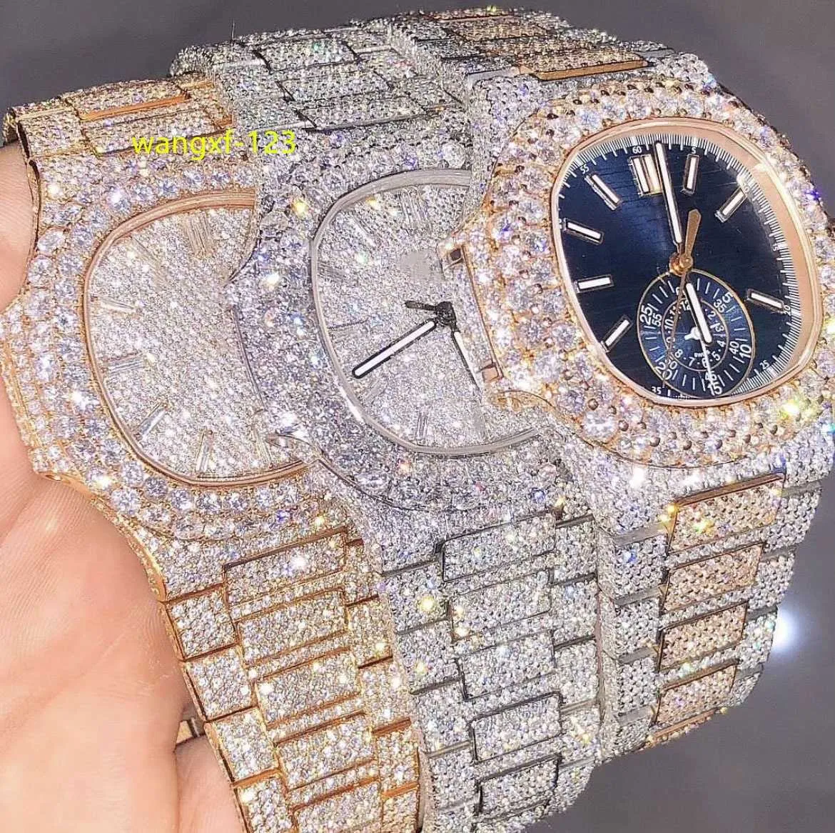 Rappeurs VVS Diamond-bracelet Regarder Hip Hop Iced Out Moisanite Watch for Men