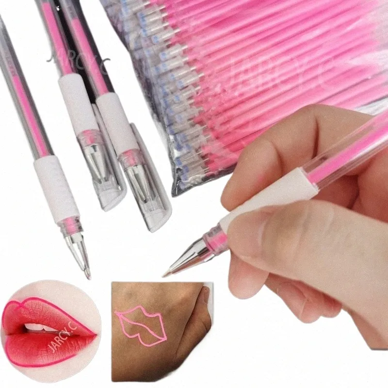 20 stücke Rosa Stirn Karte Stift Weiß Augenbrauen Stift Chirurgische Stift für Permanent Make-Up Augenbrauen Lip Scribe Pmu Werkzeug Accory liefert