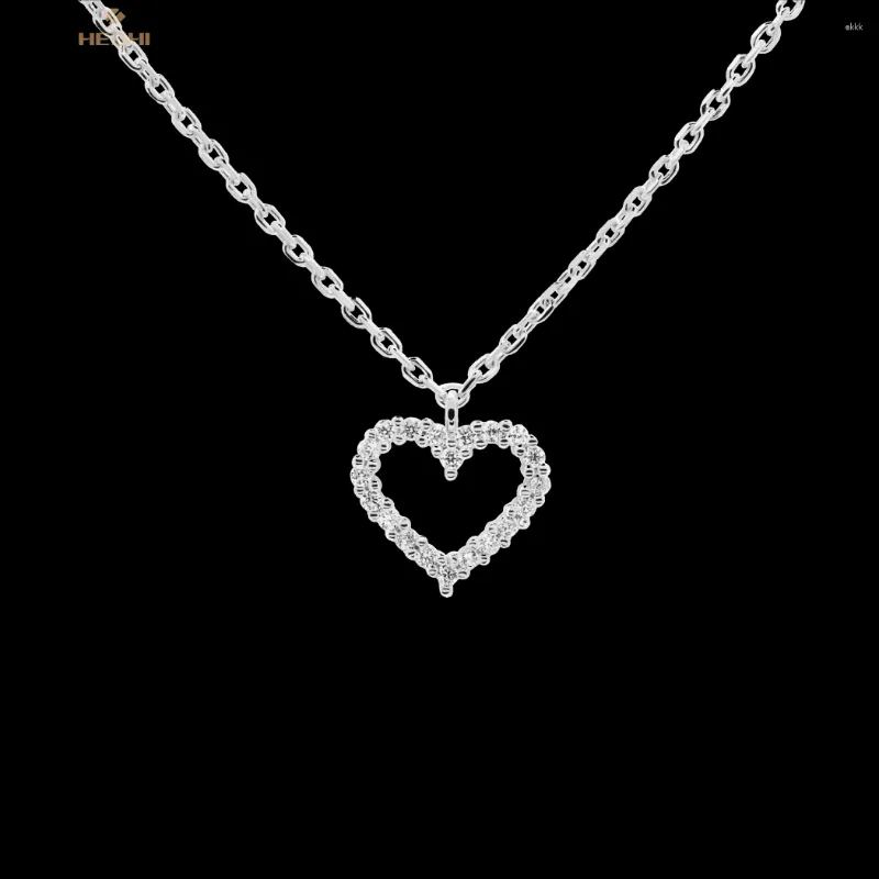 Hänghalsband Heshi 925 Sterling Silver Zirconia Heart Necklace For Women Girl Fine Jewelry Anniversary All-Match Gift Sweet Romantic