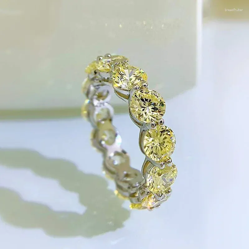 Küme halkaları Springlady lüks 925 Gümüş 5mm Citrine Pembe Yüksek Karbon Pırlanta Kadın Taş Düğün Partisi Güzel Takı Hediyesi