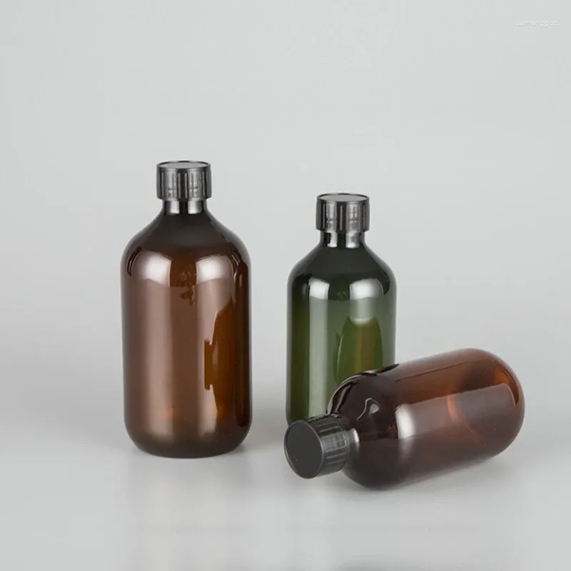 Storage Bottles 300ml 400ml 500ml Empty Brown Plastic With Screw Cap Shower Gel Shampoo Liquid Soap Facial Cleanser Cosmetic Packaging