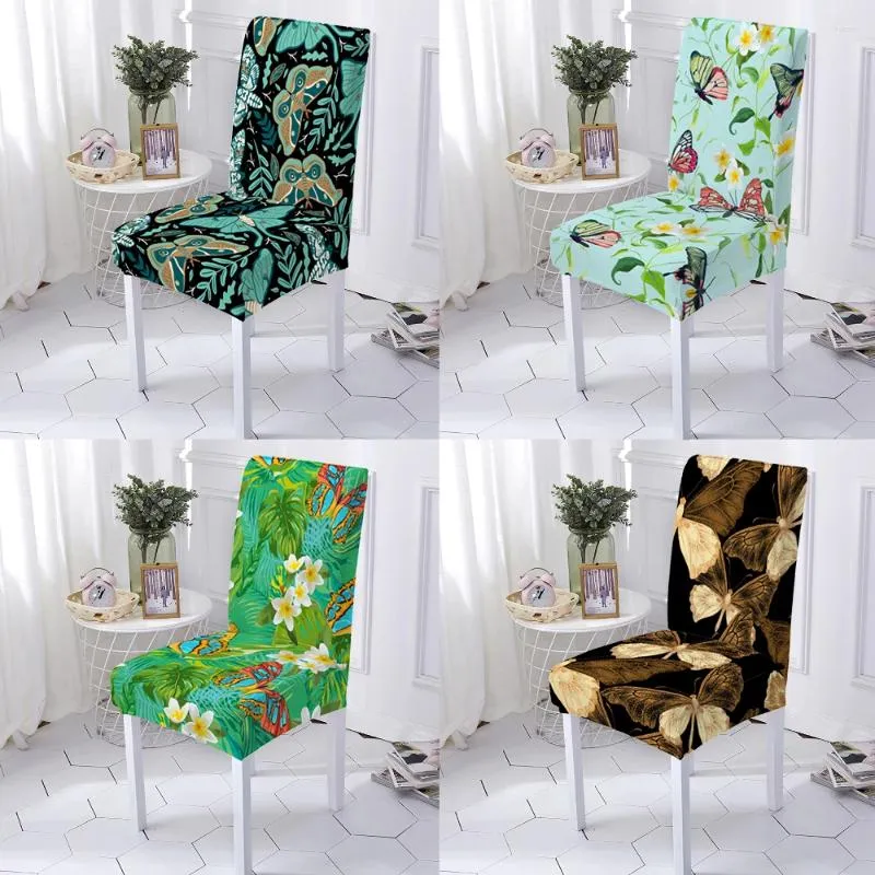 Chair Covers Butterfly Pattern P High Living Classical Slipcover Chairs Kitchen Spandex Seat Cover 1/2/4/6 Pcs