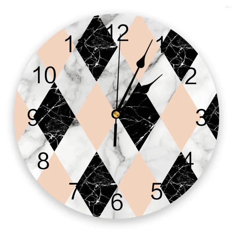 Horloges murales Marbre Texture Crack Rétro Impression Horloge Art Silencieux Non Ticking Montre Ronde Pour Cadeau De Décoration De La Maison