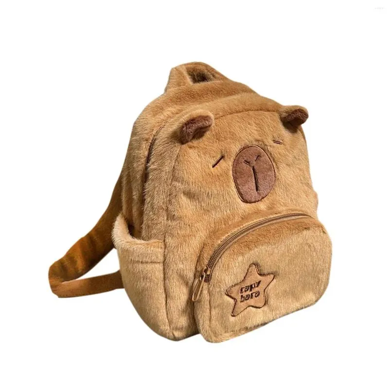 Mochila de pelúcia capivara viagem casual mochila dos desenhos animados bonito saco de escola bookbag para meninas adolescentes adultos estudante universitário