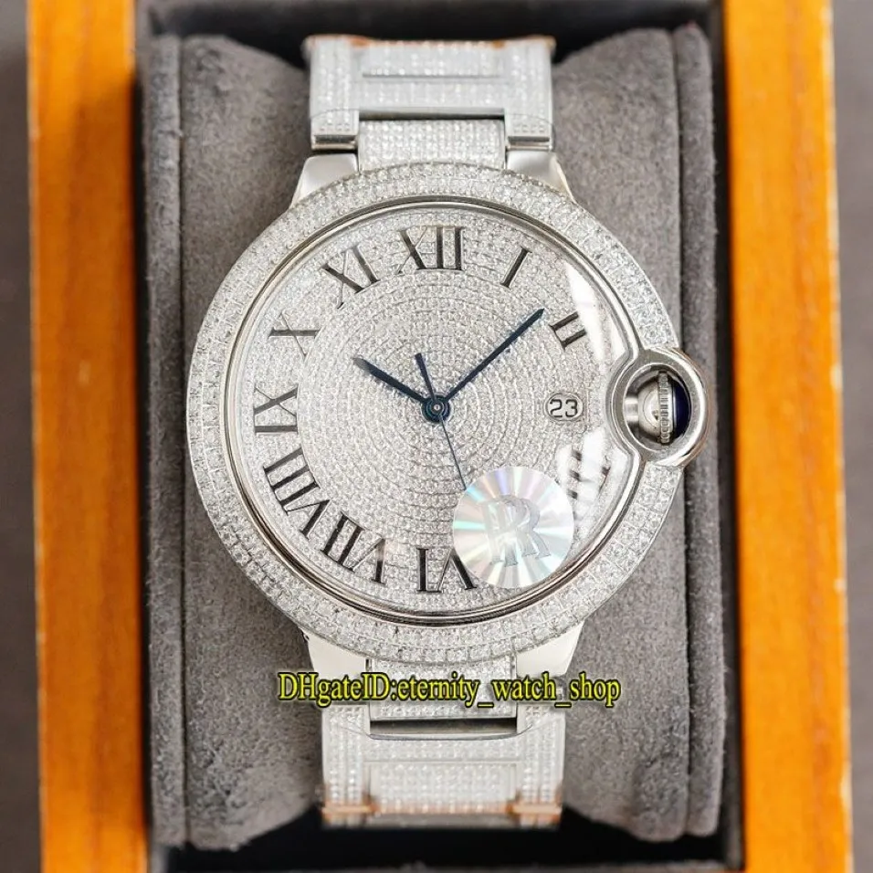 Eternity Jewellery Watches 0049 RFF V7 Edition Gypsophila CZ Diamond Dial Super 2836 자동 다이아몬드 케이스 완전히 아이스 아웃 남성 W223Y