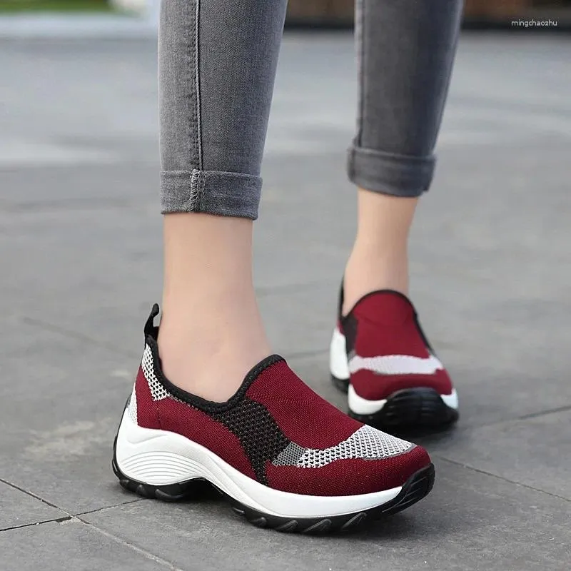 Casual Shoes Women's Platform Sneakers Wedges Zapatillas Mujer Summer Mesh Sports For Woman Breatble Slant Fitness Walking