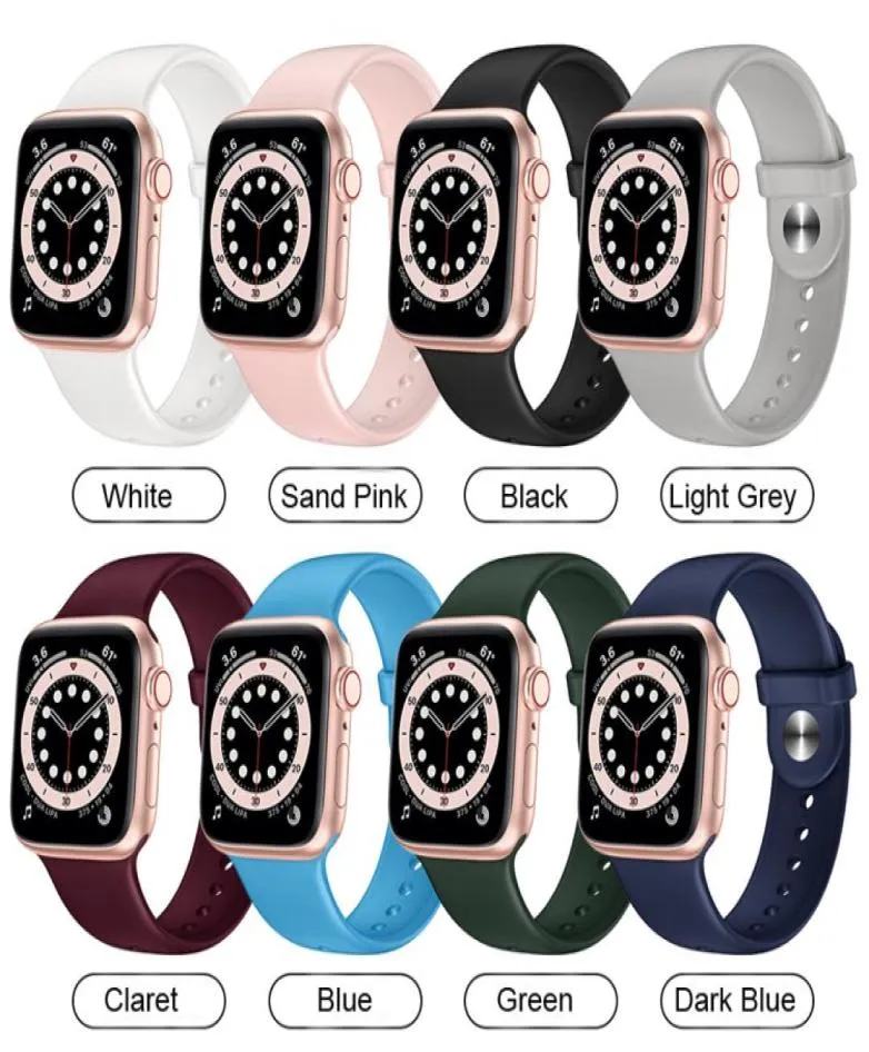 Gumowe opaski do obserwacji paska czystego koloru do Apple Watch Series 1 2 3 4 5 6 7 8 SE Watch Band 38 mm 40 mm 44 mm 42 mm zamiennik A7738886