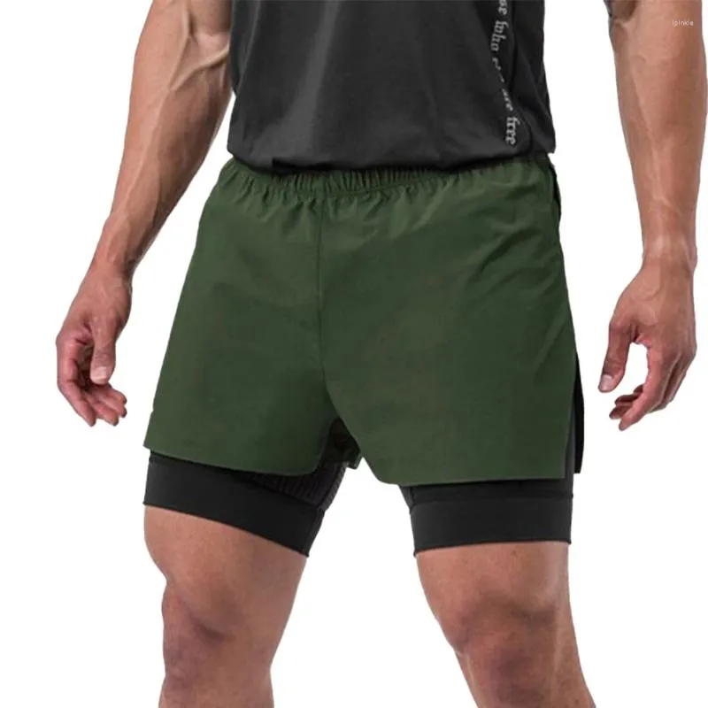 Pantalones cortos para hombres Ejercicio cómodo Correr Hombres Pantalones Casual Gimnasio Estiramiento alto Suelto Cintura media Poliéster Color sólido