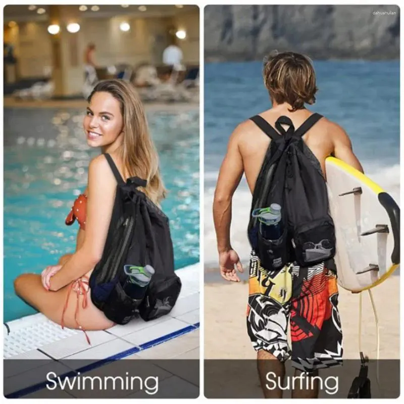 Sports Backpack For Swimming, Travel & Beach Mesh Swim Bag With Wet/Dry