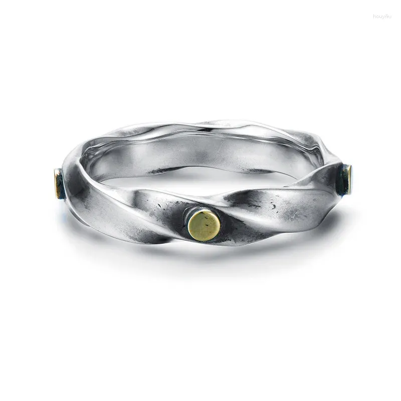 Bagues de cluster Arrivée Silver 925 Bague pour hommes Bijoux Gold Collision Twisted Lines Male Index Finger Accessoires