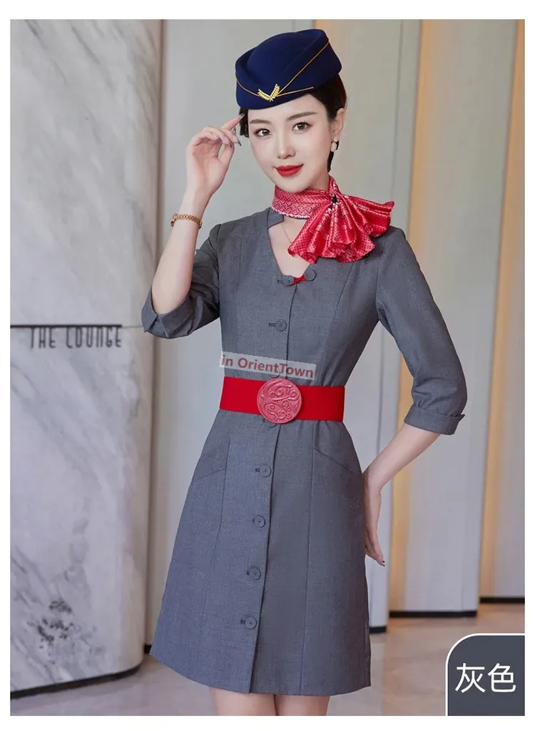 Air Hostess Work Dress & Hat Summer Outfit