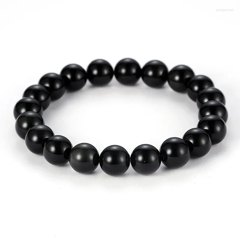 Strand 2024 Noble Trendy 6mm 8mm 10mm Bracciale con perline in pietra nera brillante 3 Style WomenMen Gioielli classici Pulseras Regalo di fascino