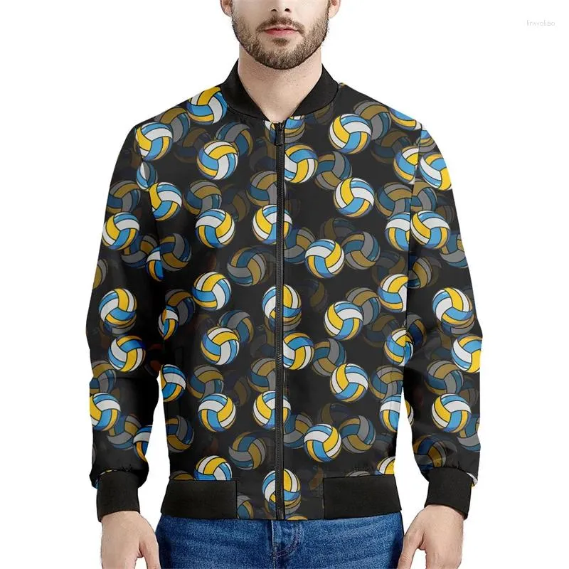 Giacche da uomo Cartoon Pallavolo Grafica con cerniera Giacca da uomo Bambini Sport Felpa stampata in 3d Top oversize a maniche lunghe Bomber da strada