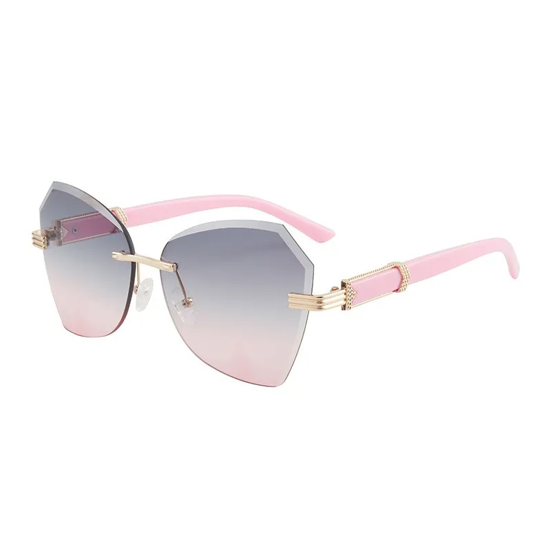 lunettes de soleil de luxe de marque hommes lunettes de soleil design femmes mode lunettes de soleil simples femme conduite parasol miroir demi-monture polygone lunettes de soleil éblouissantes m557 rose