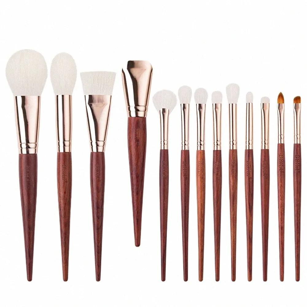 Beily Mahogany Red Wood Profial Makeup Brushes Kit Foundati Eyeshadow Blush Natural13PCS Face Makeup Up Brush Set F4DF＃