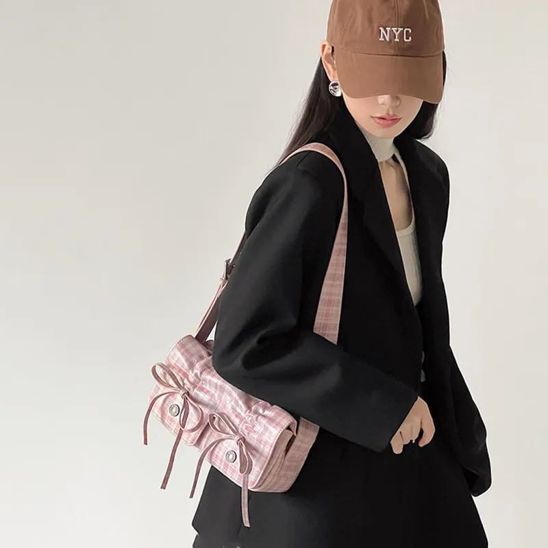 Sacs pour femmes, sac sous les bras pliable avec nœud, petit et minimaliste, sac à bandoulière simple, nouvelle collection 2024