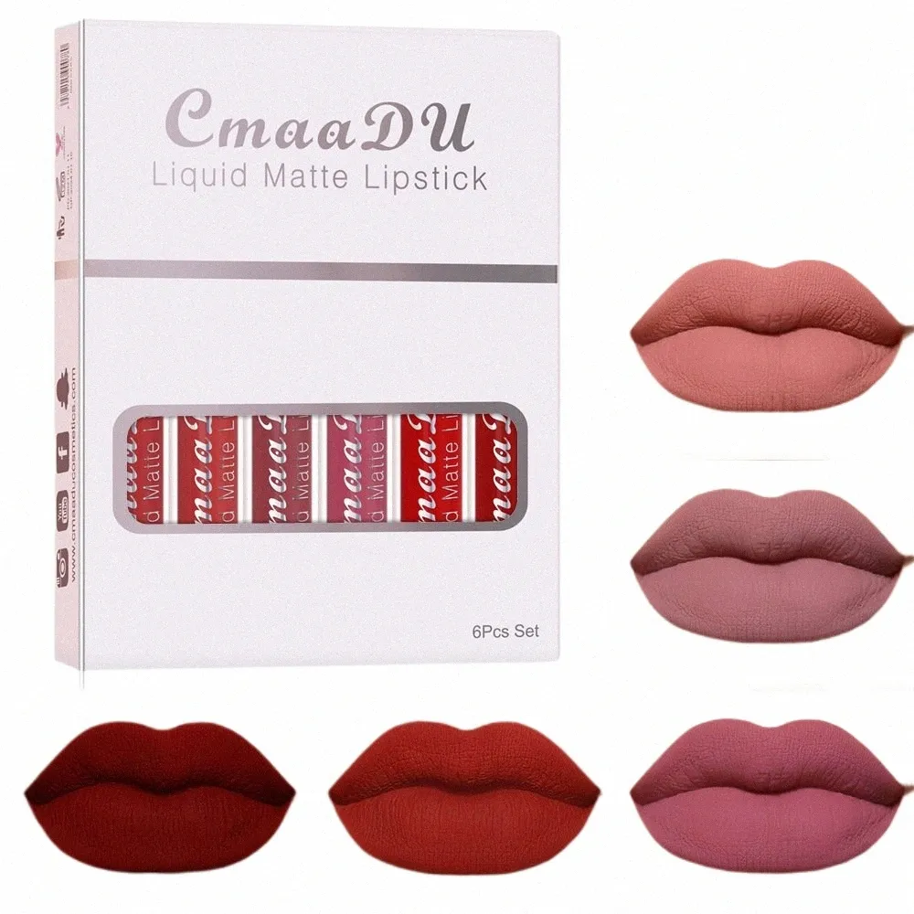 6 pcs/lot Femmes Fi Sexy Liquide Rouge À Lèvres Étanche Lg Durable Nude Maquillage Brillant À Lèvres Mat Veet Non-bâton Lèvres Cosmétique V42y #