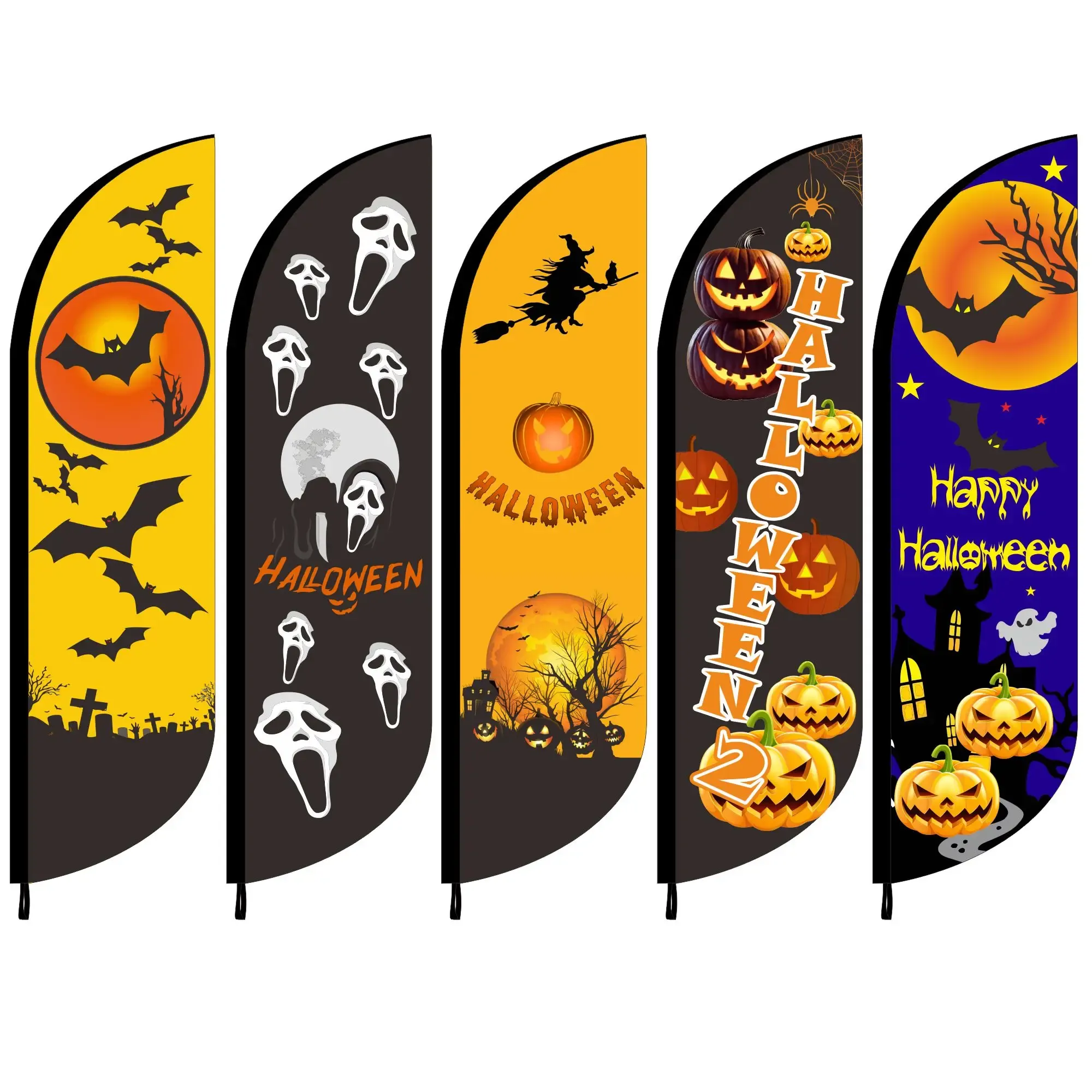 Tillbehör Feather Flag Beach Swoop Blade Knife Banner Happy Halloween Thanksgiving Day Holiday Festival Celebration