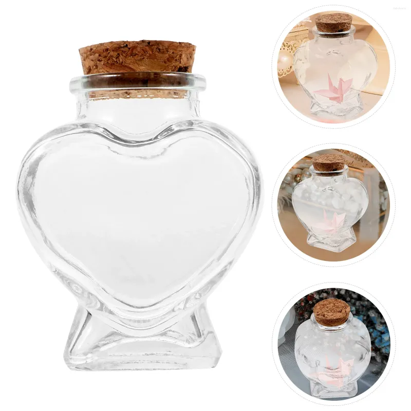 Vasi Decorazioni per matrimoni Bottiglia di vetro a forma di cuore Barattoli regalo Bottiglie dei desideri fai da te Contenitore artigianale in miniatura