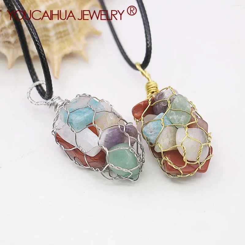 Pendant Necklaces 35x13mm Irregular Amethyst Aventurine Sandstone Necklace Natural Stone Handwoven Gifts For Women Jewelry Design Making