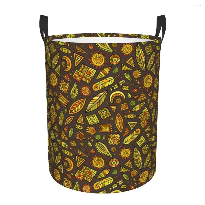 Laundry Bags Basket Cartoon Tribal Elements Cloth Folding Dirty Clothes Toys Storage Bucket Household