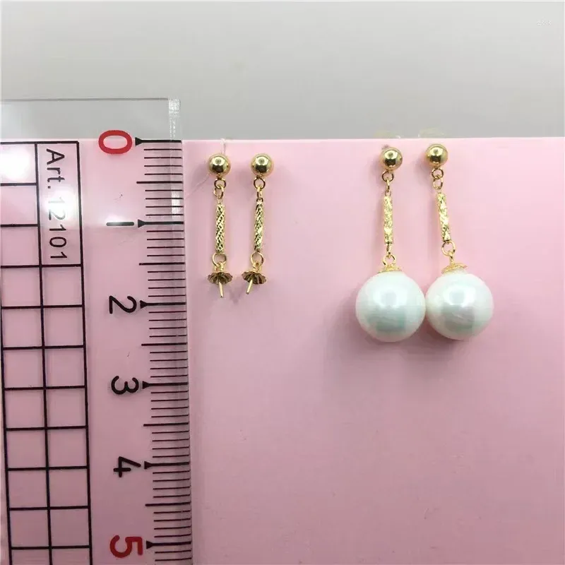 Dangle Earrings Real 18K Gold Drop Pearl Jasper DIY Earring Accessories Pure AU750 Fine Jewelry Gifts For Women