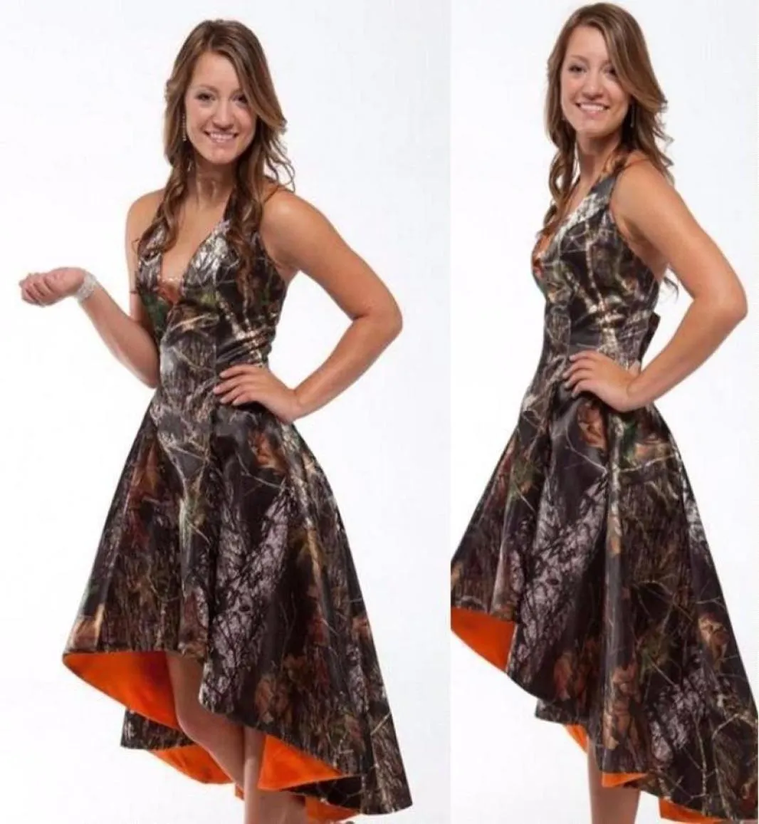 Camo High Low Brautjungfernkleider 2019 A-Linie Braut Trauzeugin Kleid Hochzeit Party Kleider BA24412771265