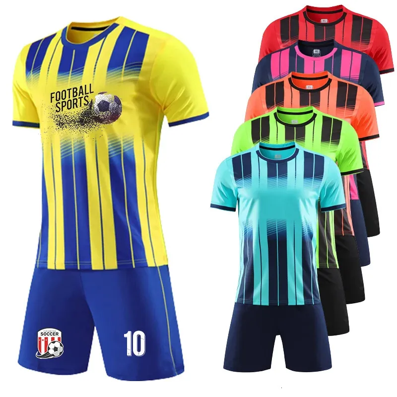 2023 Student Football Uniform Tracksuit Set Men Boys Jersey Custom Soccer Shirt Clothes Set 240318