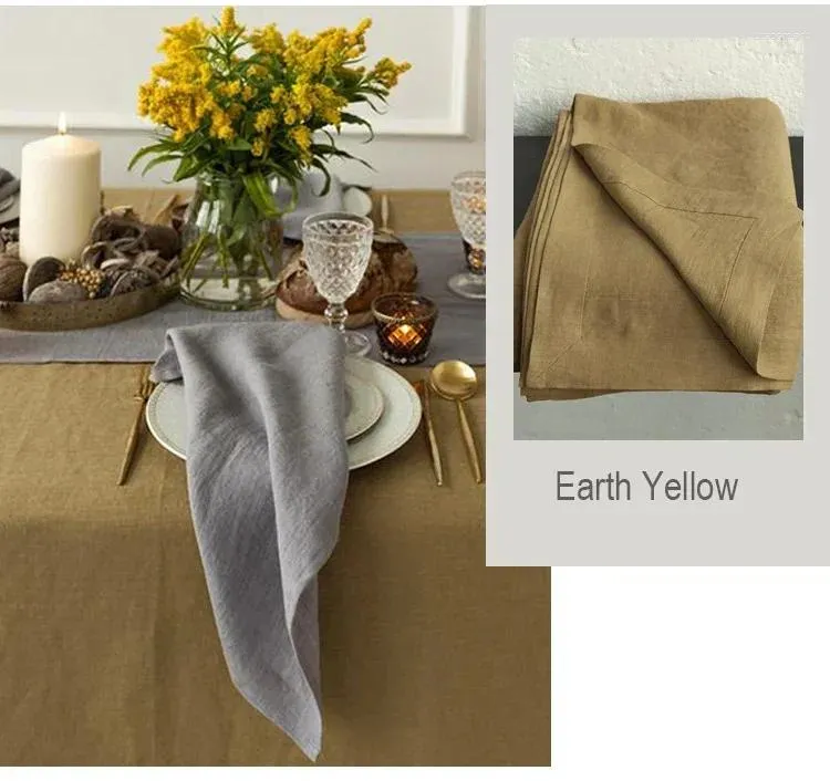 Nappe de Table en lin pur, rectangulaire, pour fête de mariage, Style campagnard, couverture de salle à manger, décoration de cuisine et de maison