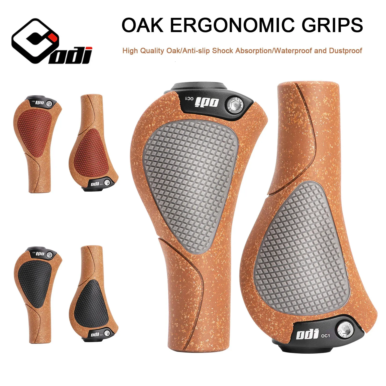 ODI OC1 Manopole ergonomiche in rovere per bicicletta MTB Pad grande Copri manubrio per bici Antiscivolo Accessori per maniglie a sfera in gomma per bicicletta 240318