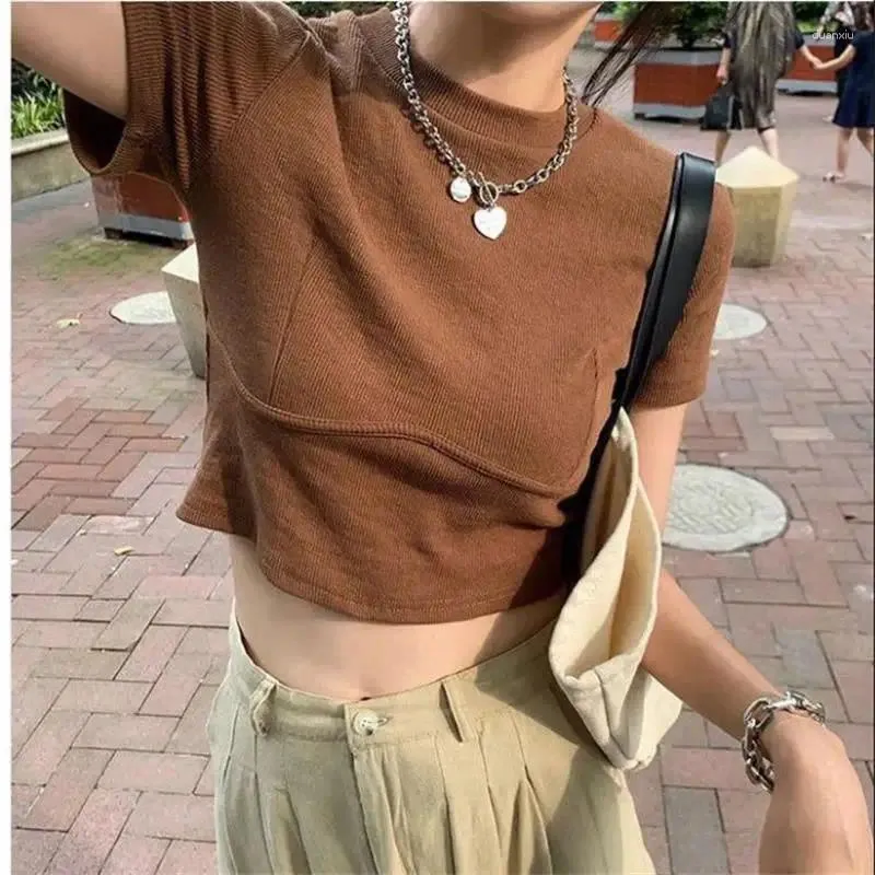 Women's T Shirts Aesthetics Crop Tops Short Sleeve Women 2024 Summer Korean Fashion Harajuku Slim Tshirt Gothic Girl Y2k Streetwear