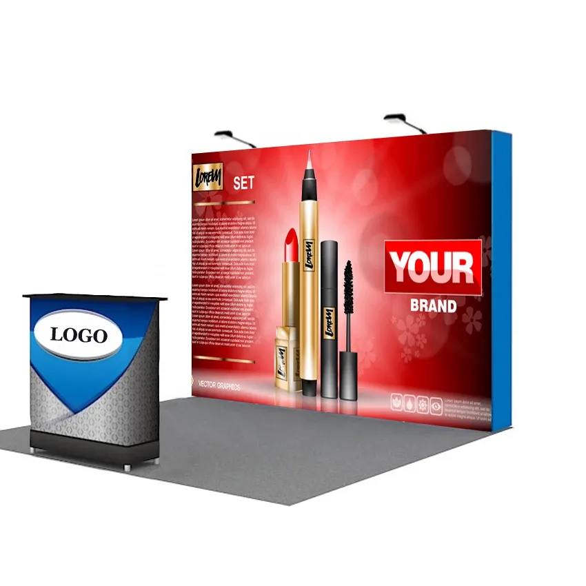 Tillbehör 10ft Portable Back Wall Trade Show Displays Booth Pop Up Stand Banner Exhibition Events With Custom Print