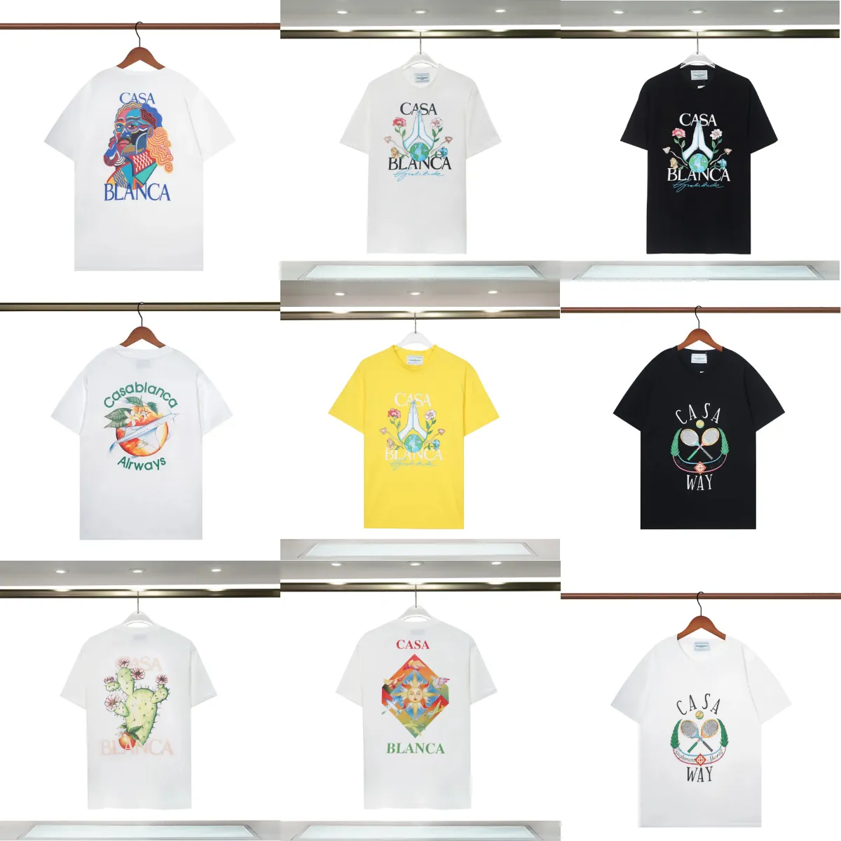 メンズカサブランカTシャツ女性デザイナーTシャツティーティーラグジュアリー衣料品ショーツスリーブ服Tシャツアパレルマンカジュアルチェストレタープリントシャツxx