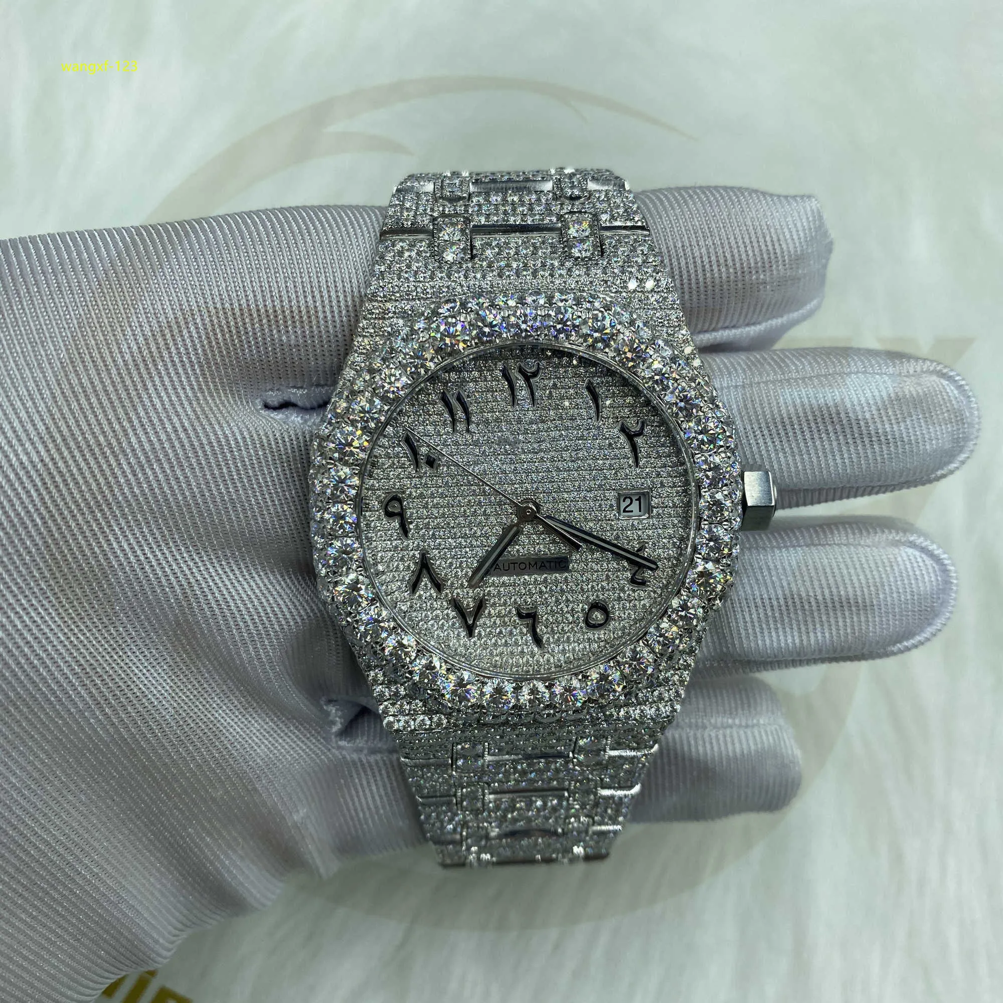 Moissanite loded Out na rękę zegarek zegarek złoty sier sier mężczyzn ogląda hip hop z prezentami biżuterii w obudowie