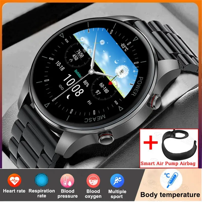 Orologi 2022 Nuovo Bluetooth Chiama Smart Watch Cinturino gonfiabile da uomo Misurazione accurata della frequenza cardiaca SmartWatch per Android