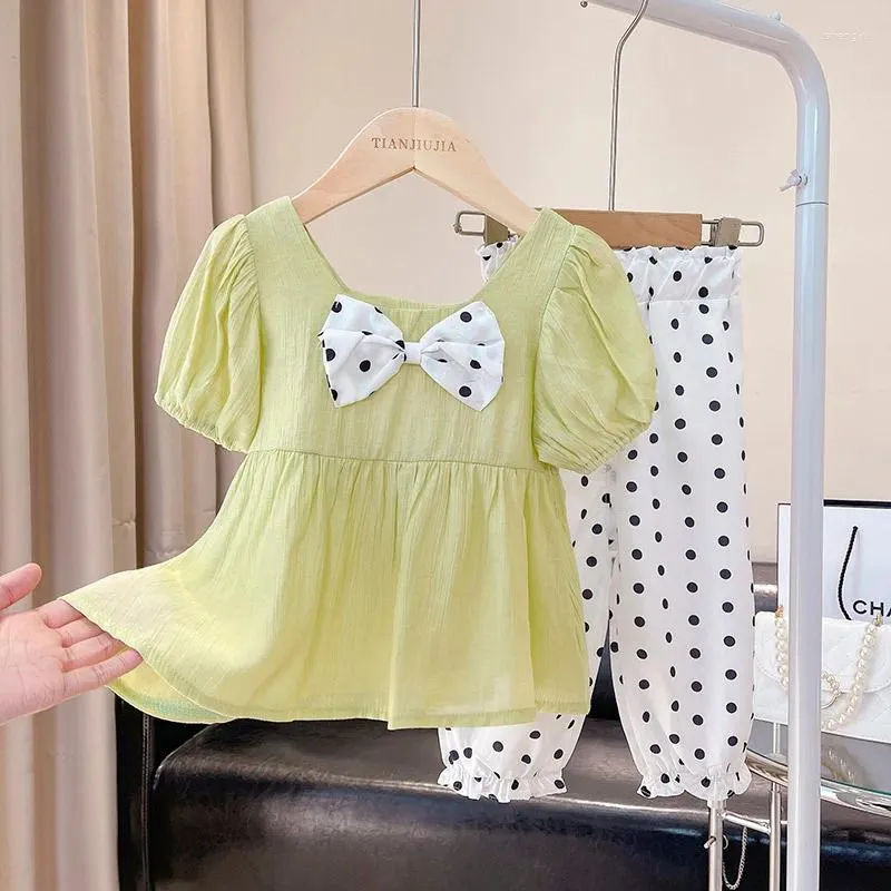 Kläder sätter sommar baby flickors set rem topp chiffong byxor småbarn