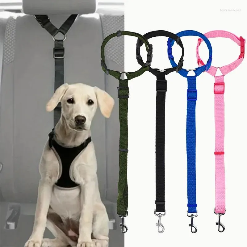 Colliers de chien 1pc chat ceinture de sécurité de sécurité sangle voiture appui-tête retenue réglable tissu retenue véhicule ceintures de sécurité laisse