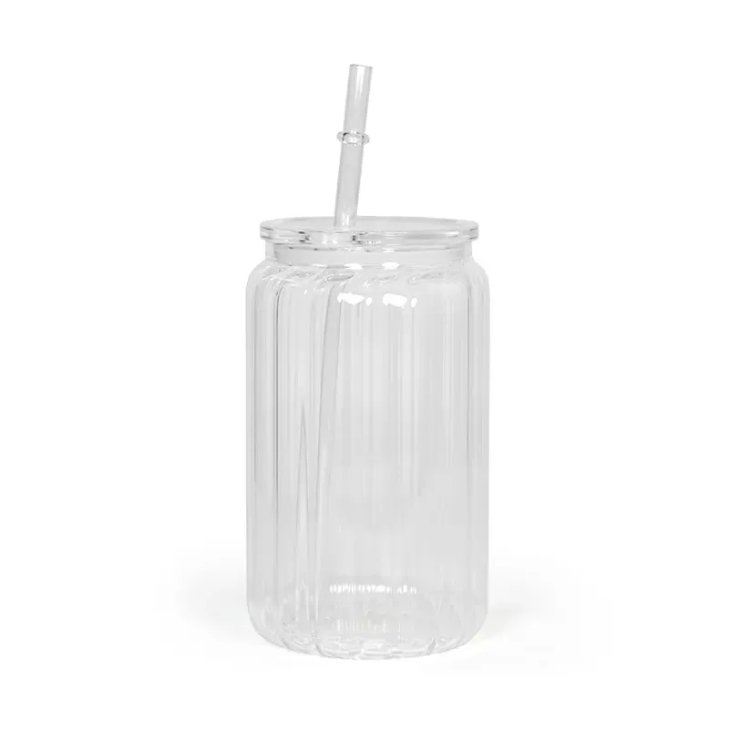 16oz sublimation colored glass tumbler with colored plastic lid straws glass vase cups mason jar libby can flowers bottle